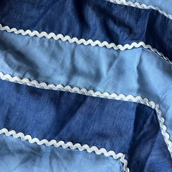 Anthropologie Let Me Be blue denim skirt with rickrack. Size XL - Picture 3 of 8
